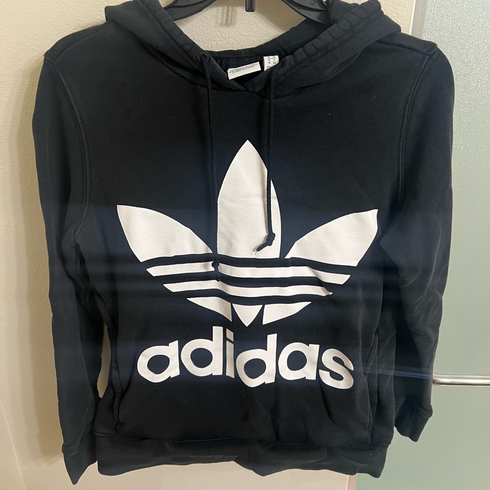 Adidas Classic Black Hoodie with Iconic White Emblem